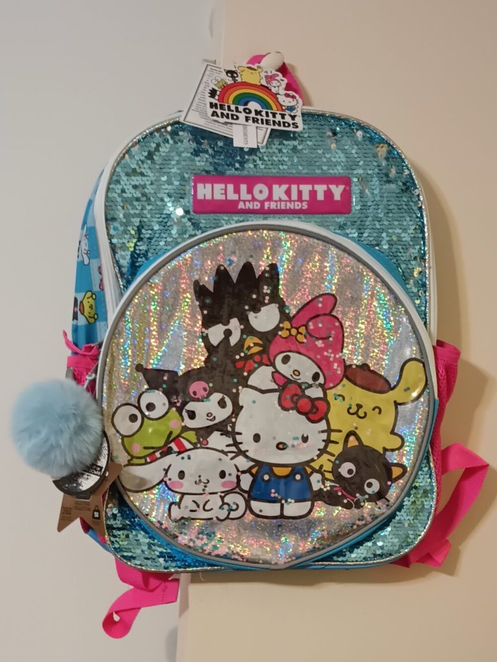 NWT ~ Hello Kitty & Friends 16” Backpack for Girls-Blue & Pink/Silver Sequins